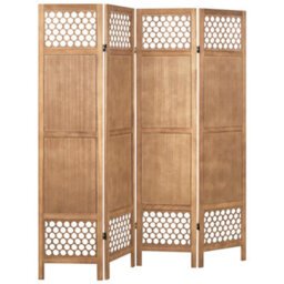 Beliani 4 Panel Room Divider Certosa Light Brown 163 Cm 170 Cm - thumbnail 4
