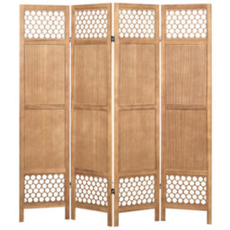 Beliani 4 Panel Room Divider Certosa Light Brown 163 Cm 170 Cm - thumbnail 5