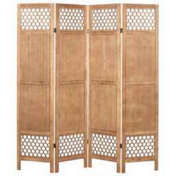 Beliani 4 Panel Room Divider Certosa Light Brown 163 Cm 170 Cm - thumbnail 1