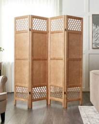 Beliani 4 Panel Room Divider Certosa Light Brown 163 Cm 170 Cm - thumbnail 2