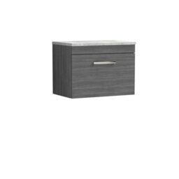 Balterley Millwich Contemporary 1 Drawer Wall Hung Vanity Unit With Laminate Black Galaxy Granite Worktop, 600mm - thumbnail 1