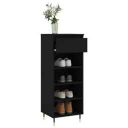 Berkfield Shoe Cabinet Black 40X36X105 Cm Engineered Wood - thumbnail 4