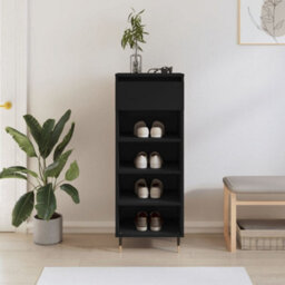 Berkfield Shoe Cabinet Black 40X36X105 Cm Engineered Wood - thumbnail 1