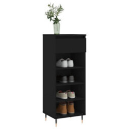 Berkfield Shoe Cabinet Black 40X36X105 Cm Engineered Wood - thumbnail 3