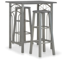 Berkfield Durable 3 Piece Bar Set Wood And Steel Anthracite - thumbnail 2