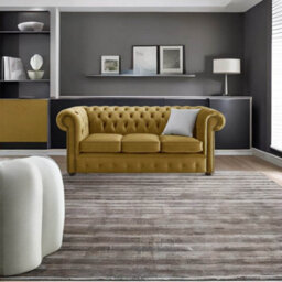 Chesterfield 3 Seater Malta Gold Velvet Fabric Sofa In Classic Style - thumbnail 2