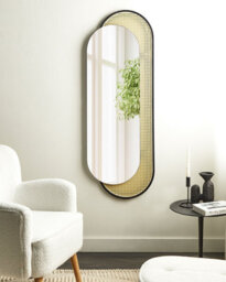 Beliani Wall Mirror Creil 51 Cm 143 Cm Pe Rattan Natural - thumbnail 2