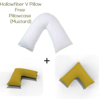 ARLinens V Shaped Pillow With Free V Pillowcase Orthopedic Hollowfiber Filled Head Neck Support V Cushion With Case - image 1