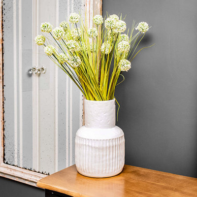 Madison & Mayfair Art Deco Style Cream Vase With A Wide Neck And Ridges