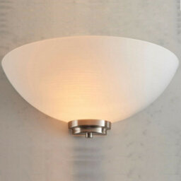 Dimmable Led Wall Light Satin Chrome White Line Pattern Glass Shade Dome Lamp - thumbnail 4