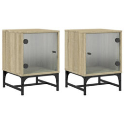 Berkfield Bedside Cabinets With Glass Doors 2 Pcs Sonoma Oak 35X37X50 Cm - thumbnail 2