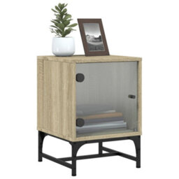 Berkfield Bedside Cabinets With Glass Doors 2 Pcs Sonoma Oak 35X37X50 Cm - thumbnail 5