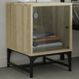 Berkfield Bedside Cabinets With Glass Doors 2 Pcs Sonoma Oak 35X37X50 Cm - thumbnail 3