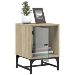 Berkfield Bedside Cabinets With Glass Doors 2 Pcs Sonoma Oak 35X37X50 Cm - thumbnail 6