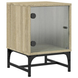 Berkfield Bedside Cabinets With Glass Doors 2 Pcs Sonoma Oak 35X37X50 Cm - thumbnail 4