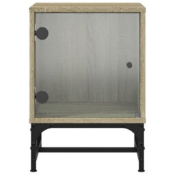 Berkfield Bedside Cabinets With Glass Doors 2 Pcs Sonoma Oak 35X37X50 Cm - thumbnail 8