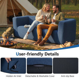 Portable Double Inflatable Couch Blow Up Sofa With Removable Cover - thumbnail 6