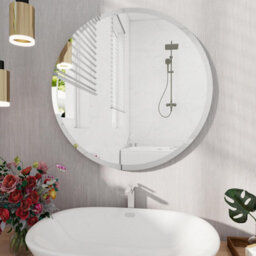 Artloge 70Cm Frameless Wall Glass Mirror Beveled Round Mirror For Bathroom Entryways - thumbnail 5