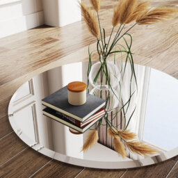 Artloge 70Cm Frameless Wall Glass Mirror Beveled Round Mirror For Bathroom Entryways - thumbnail 3
