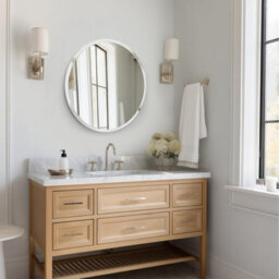 Artloge 70Cm Frameless Wall Glass Mirror Beveled Round Mirror For Bathroom Entryways - thumbnail 7