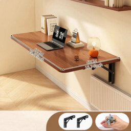 Brown-60X40Cm Wall Mounted Desk Home Computer Desk Study Workstation Folding Writing Table - thumbnail 2