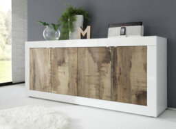 FurniComp LTD Furnicomp Selene Large 4 Door White Gloss And Pero Oak Sideboard - thumbnail 1