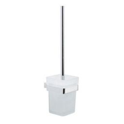 FNX Bathrooms Premium Wall Mounted Chrome Toilet Brush Set - Modern Design - thumbnail 1