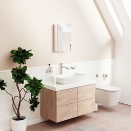 Croydex Vallon Silver Effect Single Bathroom Cabinet With Mirrored Door (H)521mm (W)300mm - thumbnail 3