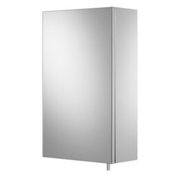Croydex Vallon Silver Effect Single Bathroom Cabinet With Mirrored Door (H)521mm (W)300mm - thumbnail 1