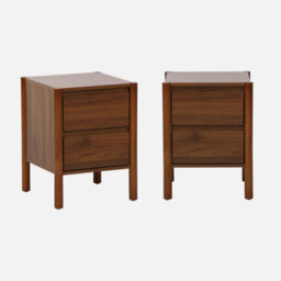 Sweeek - Pair Of Wood Decor Bedside Table 2 Drawers Harmony Walnut 42X42X55 Cm - thumbnail 1