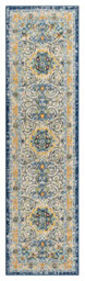 San Marino Living Room Area Rug - Low Pile Medallion Floral Design Muti Coloured 60Cm X 220Cm - thumbnail 1