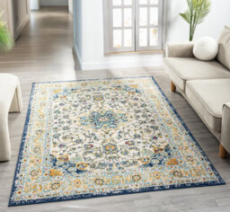 San Marino Living Room Area Rug - Low Pile Medallion Floral Design Muti Coloured 60Cm X 220Cm - thumbnail 6