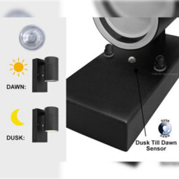Long Life Lamps Company Black Outdoor Wall Light Dusk Till Dawn Sensor Stainless Steel Ip65 Zlc089B - thumbnail 5