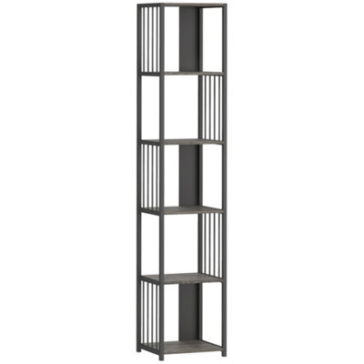 Wyld Haus Reseka 5-Tier Metal And Wood Grey Bookcase 33.5W X 30D X 165H Cm - image 1