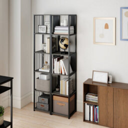 Wyld Haus Reseka 5-Tier Metal And Wood Grey Bookcase 33.5W X 30D X 165H Cm - thumbnail 8