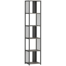 Wyld Haus Reseka 5-Tier Metal And Wood Grey Bookcase 33.5W X 30D X 165H Cm - thumbnail 1
