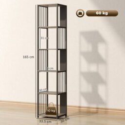 Wyld Haus Reseka 5-Tier Metal And Wood Grey Bookcase 33.5W X 30D X 165H Cm - thumbnail 3