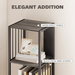 Wyld Haus Reseka 5-Tier Metal And Wood Grey Bookcase 33.5W X 30D X 165H Cm - thumbnail 5