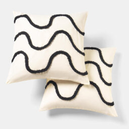 Ohs 2 X Tufted Wave Cushion Cover Luxury Modern - Black/natural - thumbnail 4