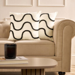 Ohs 2 X Tufted Wave Cushion Cover Luxury Modern - Black/natural - thumbnail 1