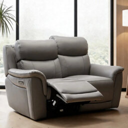 Xample Oscar Grey Leather Power Reclining 2 Seater Sofa With Power Headrests, Usb & Usb-C Ports, Pocket Sprung Seats - thumbnail 3