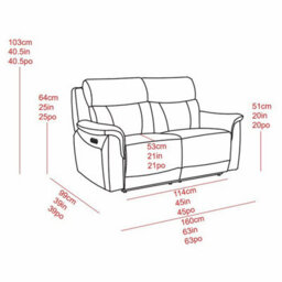 Xample Oscar Grey Leather Power Reclining 2 Seater Sofa With Power Headrests, Usb & Usb-C Ports, Pocket Sprung Seats - thumbnail 2