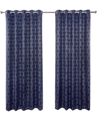 Emma Barclay Hartford Blackout Thermal Eyelet Curtains, Navy Blue - 66 X 54 Inch Pair - image 1