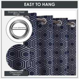 Emma Barclay Hartford Blackout Thermal Eyelet Curtains, Navy Blue - 66 X 54 Inch Pair - thumbnail 5