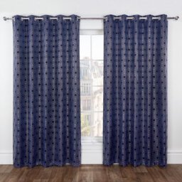 Emma Barclay Hartford Blackout Thermal Eyelet Curtains, Navy Blue - 66 X 54 Inch Pair - thumbnail 2