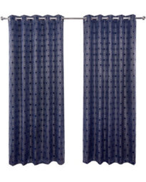 Emma Barclay Hartford Blackout Thermal Eyelet Curtains, Navy Blue - 66 X 54 Inch Pair