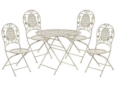Beliani Garden Dining Set Off White 4-Seater Foldable Table And Chairs - image 1