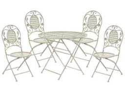 Beliani Garden Dining Set Off White 4-Seater Foldable Table And Chairs - thumbnail 1
