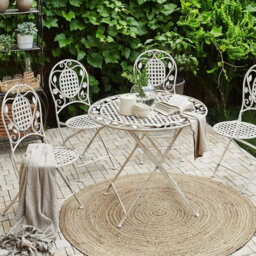 Beliani Garden Dining Set Off White 4-Seater Foldable Table And Chairs - thumbnail 2
