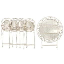Beliani Garden Dining Set Off White 4-Seater Foldable Table And Chairs - thumbnail 3